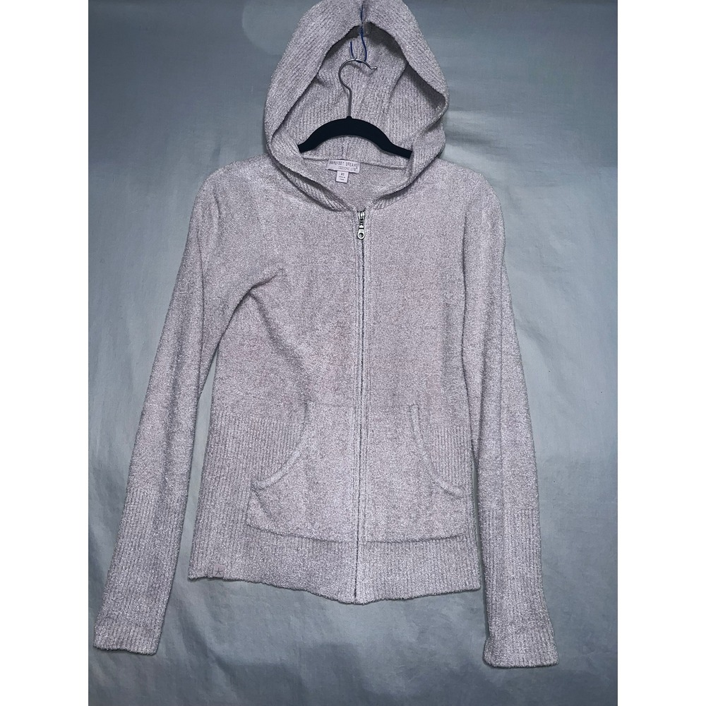 Barefoot Dreams CozyChic Lite Zip Up Hoodie Sweater Pink Mauve XS Athleisure